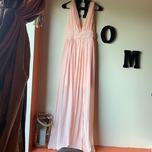 V Plunge Long Maxi Dress With Left Front Leg Split